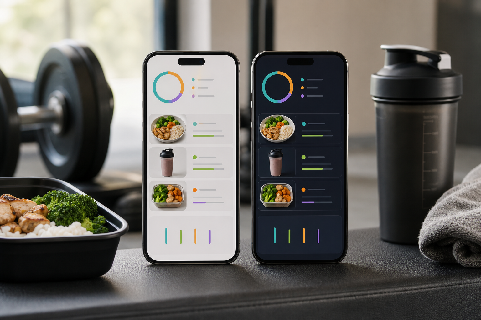 AI photo calorie counting comparison of gym meals